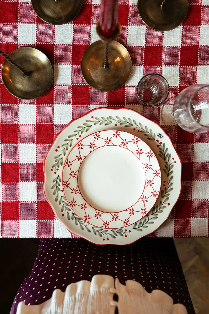 Strömshaga Tischdecke Ida Rüsche Bio Baumwolle Rot