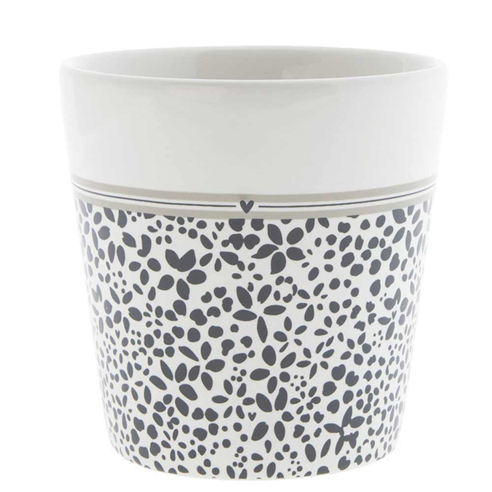 Ein weißer Bastion Collections - Becher Wild Flower mit schwarzen und weißen Blumen darauf.