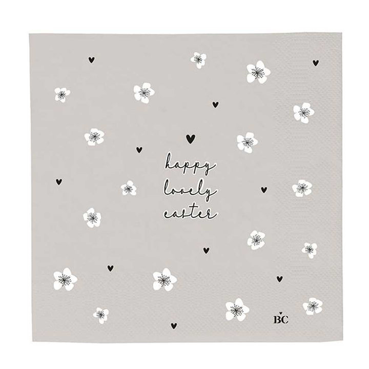A Bastion Collections - Papierservietten Happy Lovely Easter 20 Stück mit Blumen und Herzen.