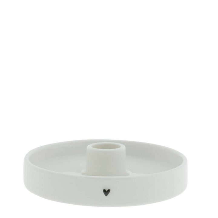 Bastion Collections - Kerzenhalter für Stabkerze Herz weiß Durchmesser: 12 cm