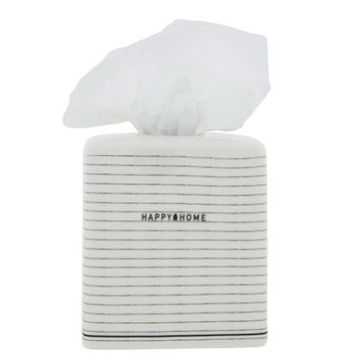 Bastion Collections - Taschentuchbox Keramik Streifen Happy Home