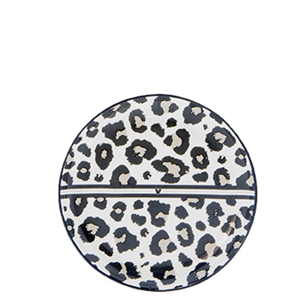 A Bastion Collections – Teller Mini Leopard Herz auf weißem Hintergrund.