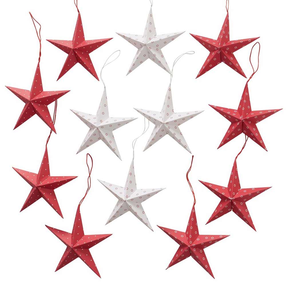 Boltze Papiersterne rot groß gepunktet – 4er-Set – Alsaba