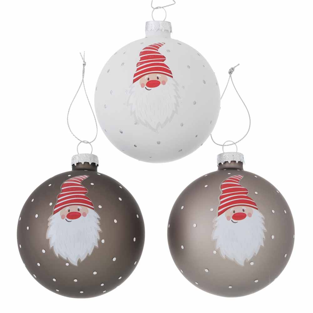 Boltze - Weihnachtskugel Knuffel weiß-grau 3er-Set