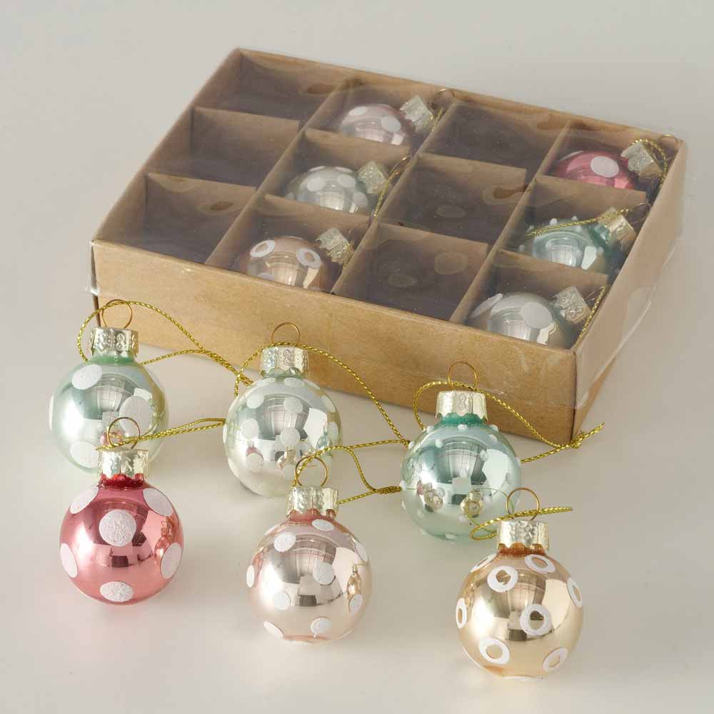 Boltze Weihnachtskugel Pastell-Mix 12er-Set Ø 3 cm – Alsaba