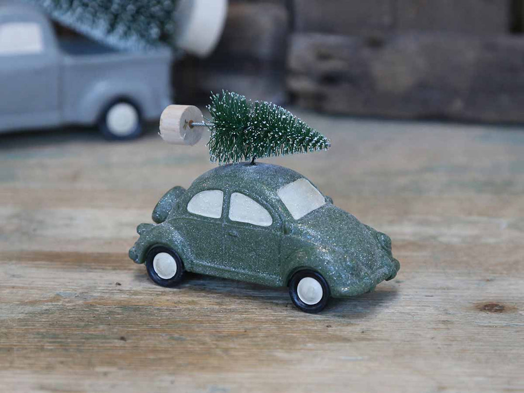 Chic Antique - Auto mit Weihnachtsbaum grün
