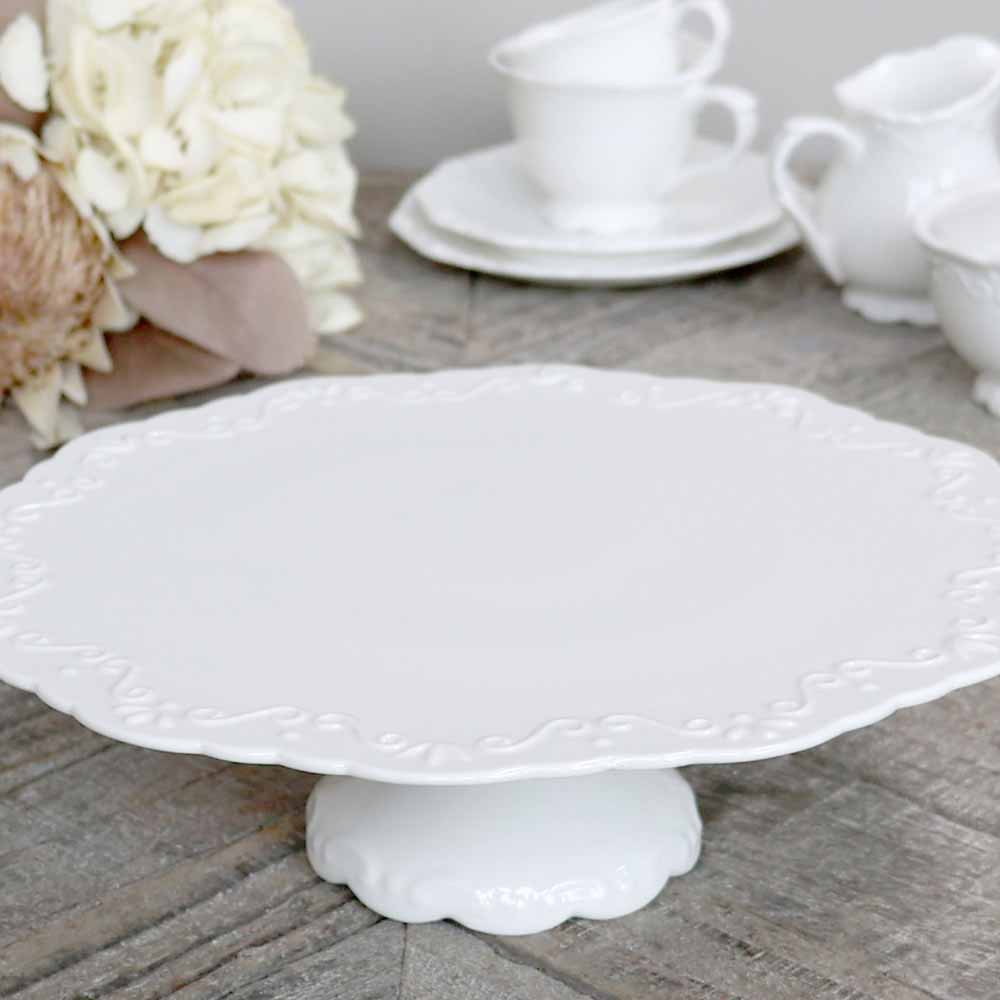 Chic Antique Tortenplatte Provence weiß – 28 cm – Alsaba