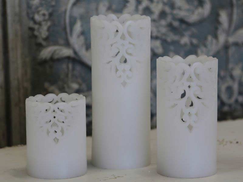 Chic Antique - LED Kerze Lace weiß groß