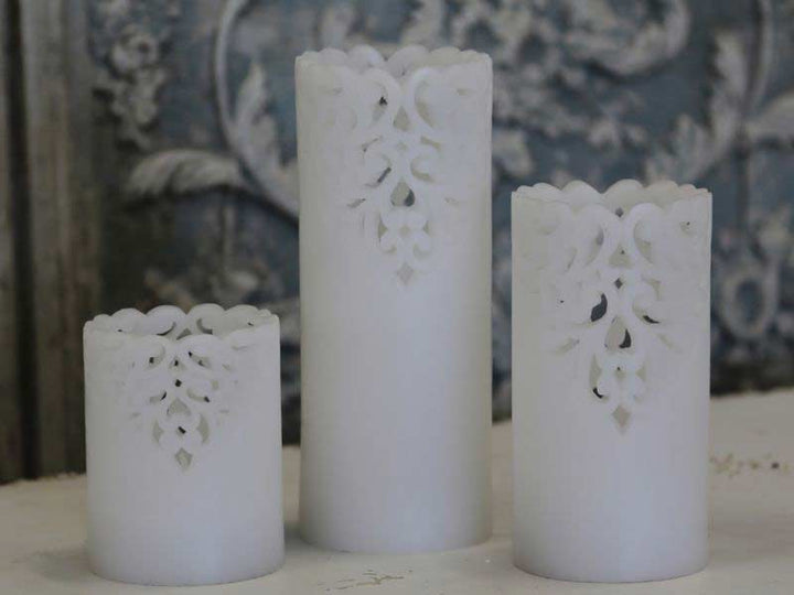 Chic Antique - LED Kerze Lace weiß groß