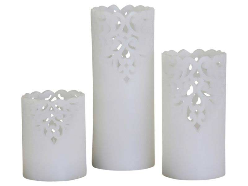 Chic Antique - LED Kerze Lace weiß groß