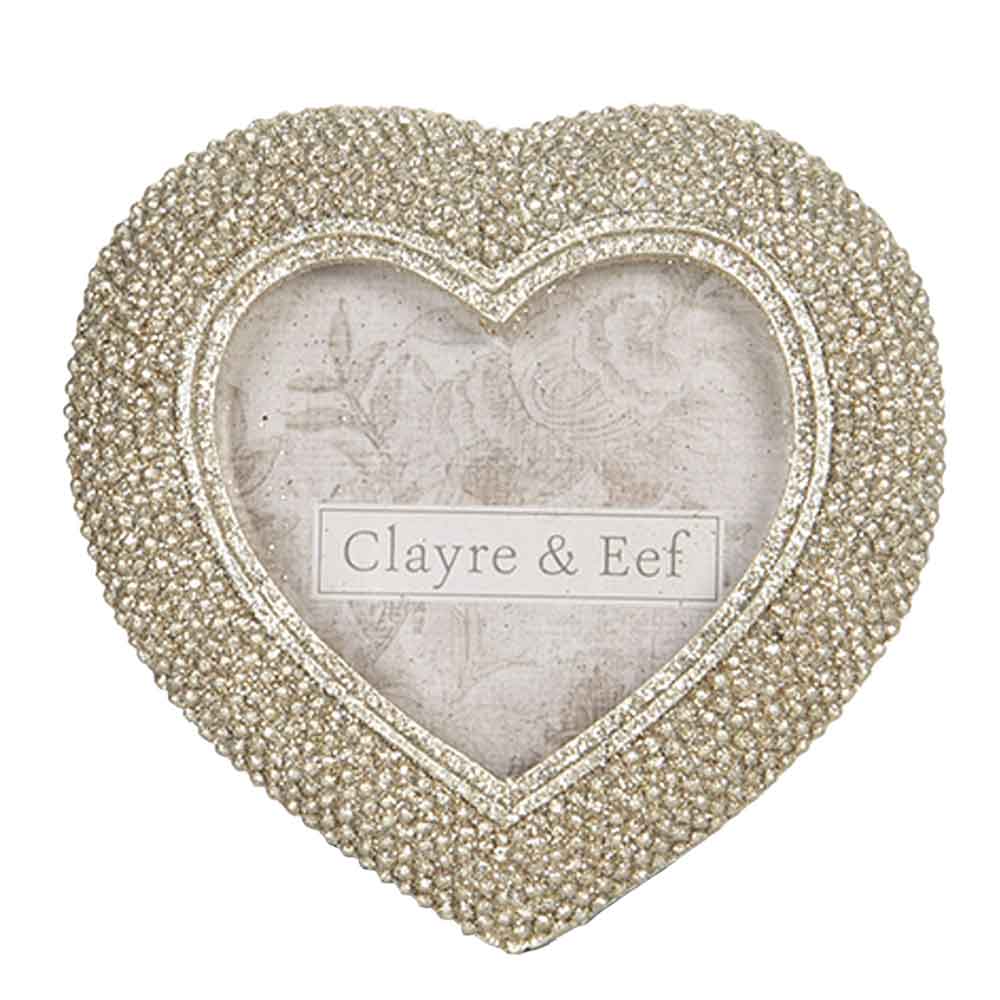Clayre & Eef - Fotorahmen Herz mit Perlenrand