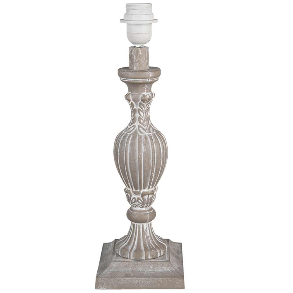 Ein Clayre & Eef - Lampenfuß Ornament Shabby Brown Höhe: 43 cm auf weißem Hintergrund.