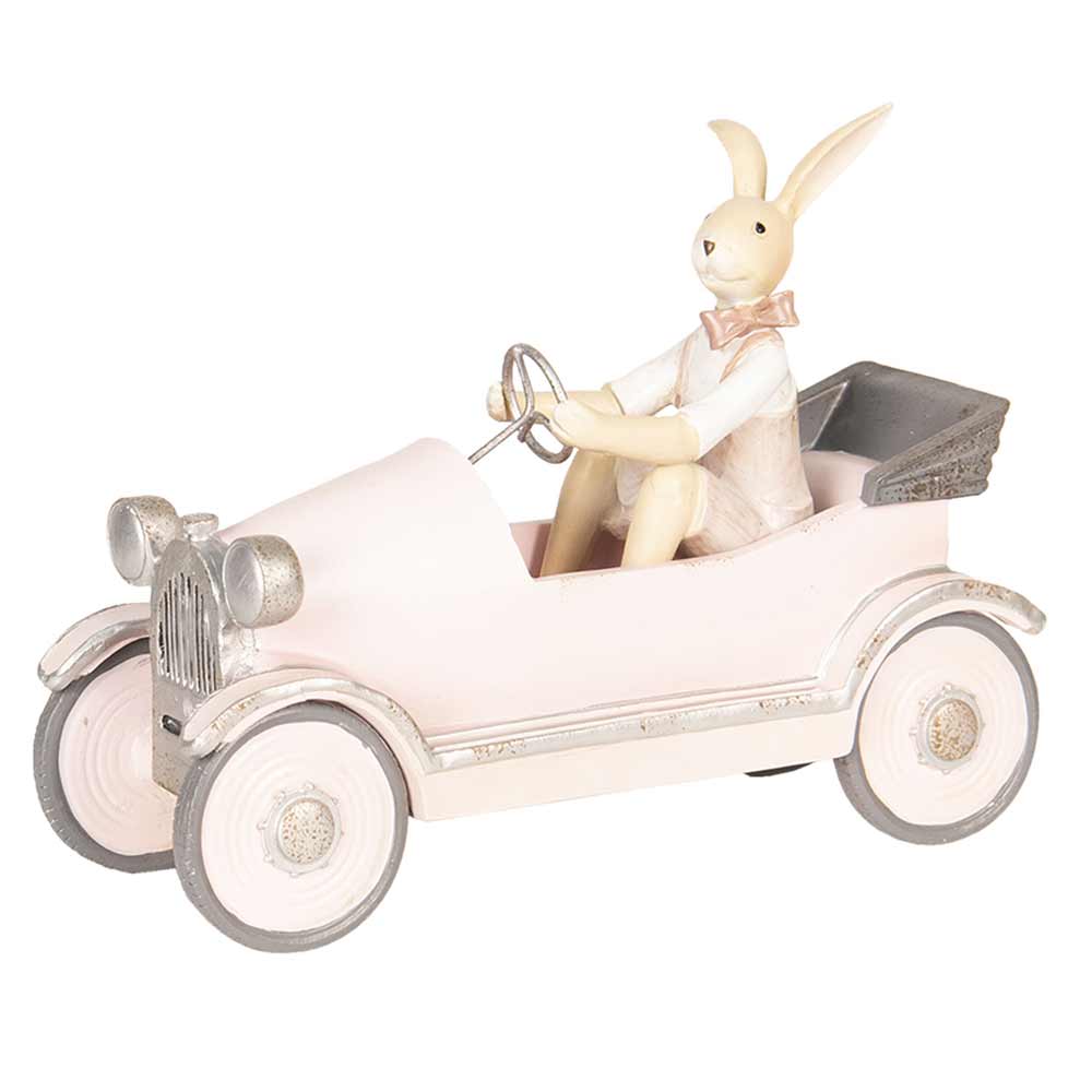 Clayre & Eef - Osterhase in Auto rosa