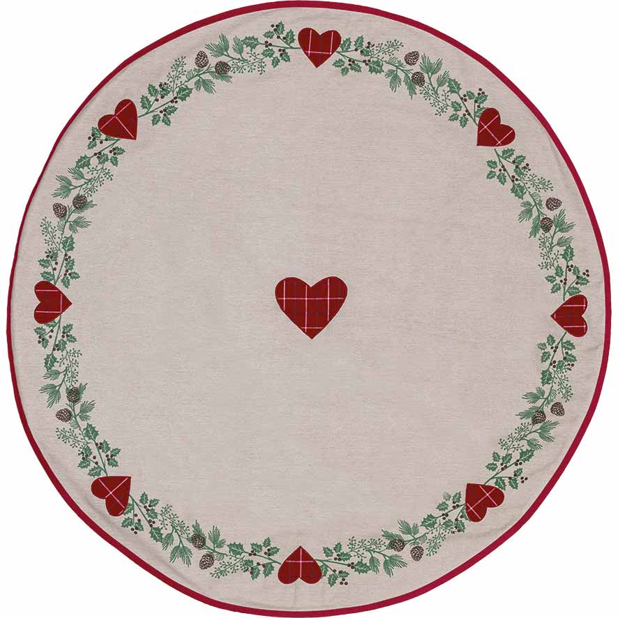 GreenGate - Charline Weihnachtsbaumdecke red Heart 130 x 130 cm