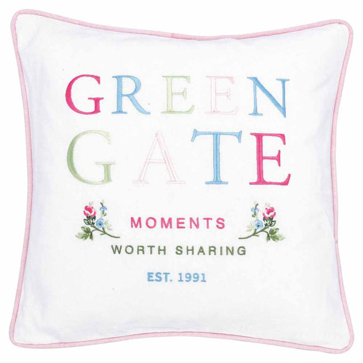 GreenGate - Greengate moments Kissenbezug white mit Stickerei 40 x 40 cm