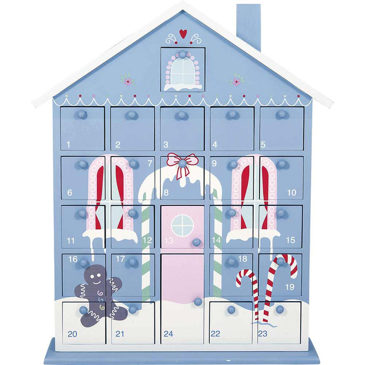 GreenGate - Laura Weihnachtskalender Haus aus Holz dusty blue