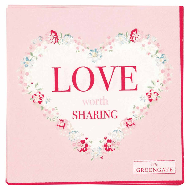 GreenGate - Love Papierserviette white small 20 Stück