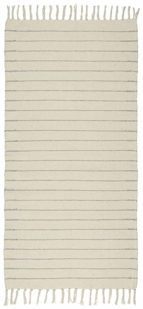 Ib Laursen - Teppich creme mit hellblauen Streifen groß