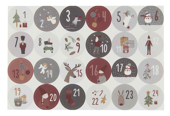 Ib Laursen - Blatt mit 24 Weihnachtskalenderaufkleber Stillenat 1-24