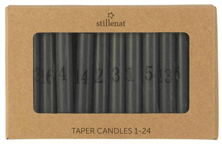 Ib Laursen - Dünne Kerzen 1-24 dunkelgrau mit schwarzen Zahlen
