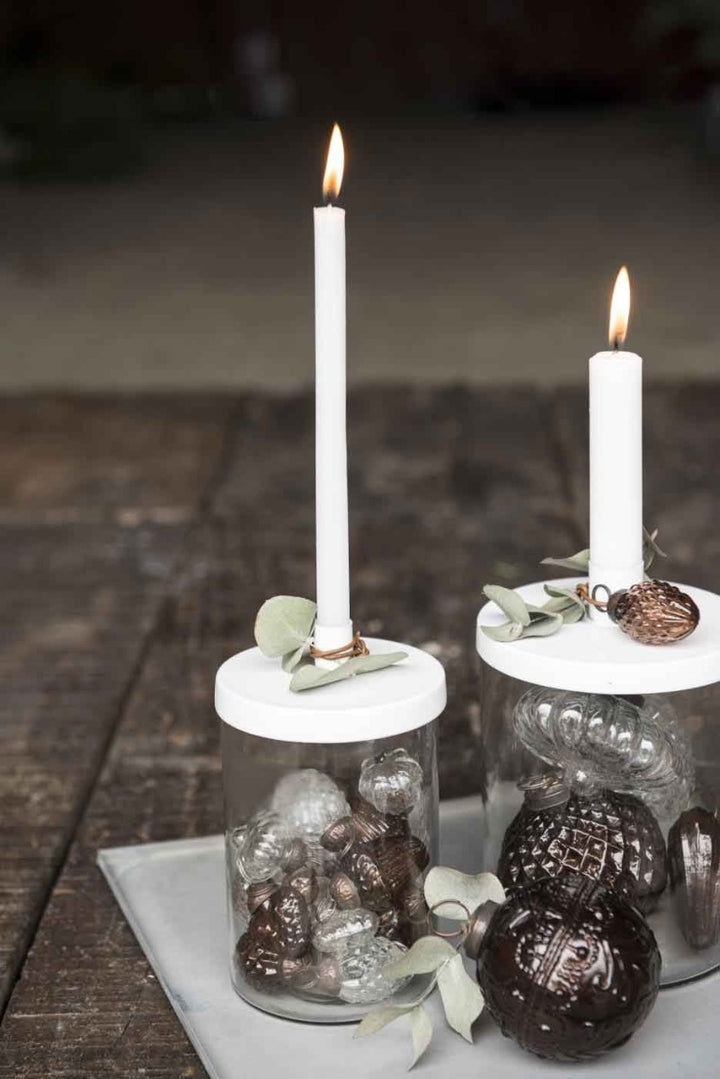 Ib Laursen - Kerzenhalter für Tannenbaumkerzen mit Metalldeckel weiß