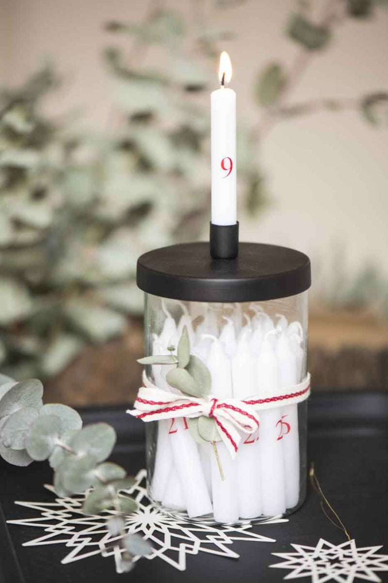 Ib Laursen - Kerzenhalter mit Metalldeckel für Tannenbaumkerzen schwarz