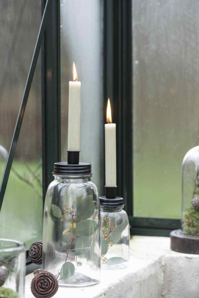 Ib Laursen - Kerzenhalter für dünne Kerzen Metalldeckel länglich niedrig schwarz