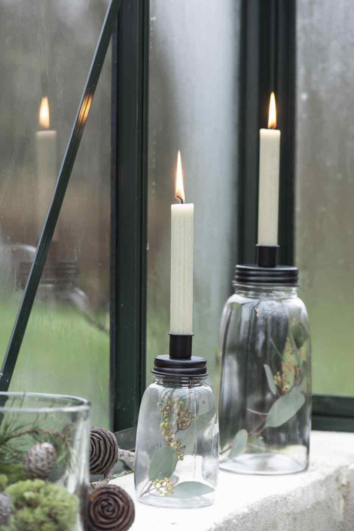 Ib Laursen - Kerzenhalter für dünne Kerzen Metalldeckel länglich niedrig schwarz