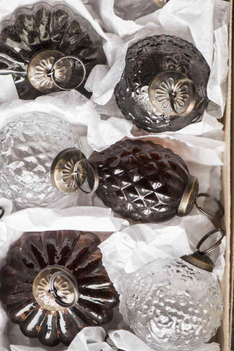 Ib Laursen - Weihnachtskugel gewelltes Muster smoke Transparent