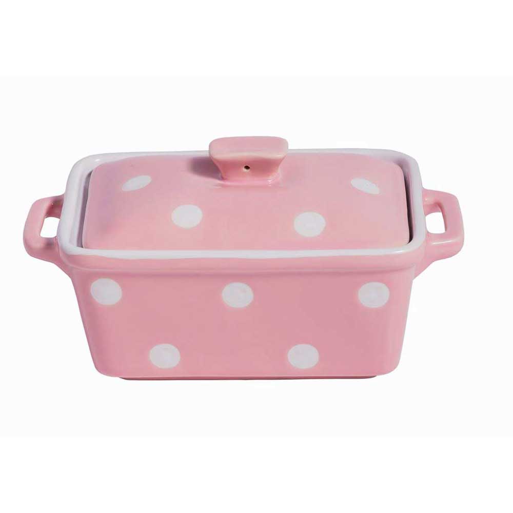 Isabelle Rose Butterdose Rosa mit Punkten – Vintage Stil – Alsaba