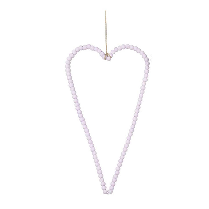 Krasilnikoff - Anhänger mit Holzperlen Herz medium rosa