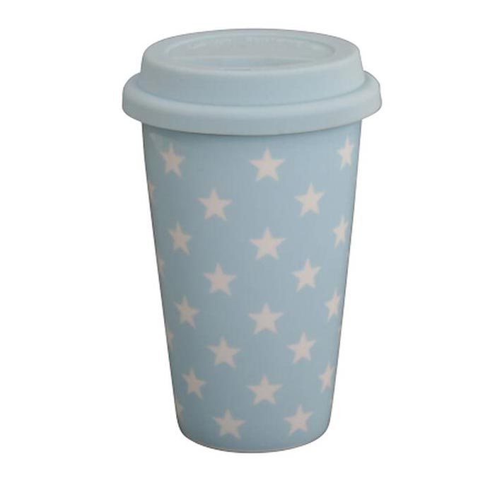 Krasilnikoff - Becher Coffee to go in Blau mit Sternen (Travel Mug)