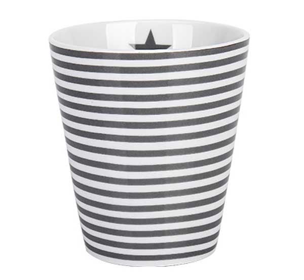 Krasilnikoff - Happy Mug Becher grey Stripes