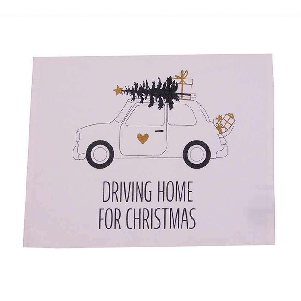 Krasilnikoff - Tischset Driving Home for Christmas weiß