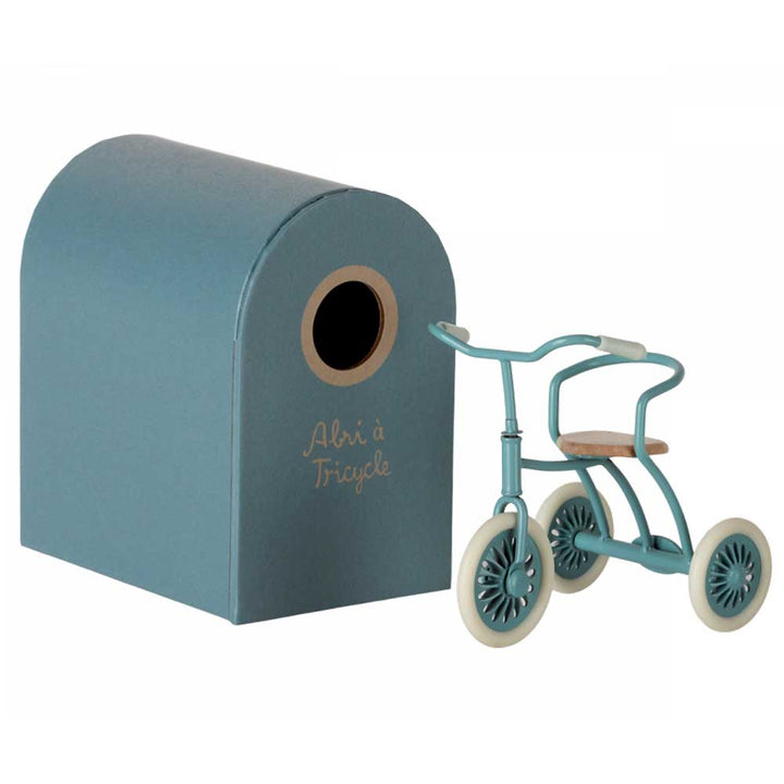 Maileg - Puppenhaus Dreirad mit Garage für Maus Abri à tricycle Petrol