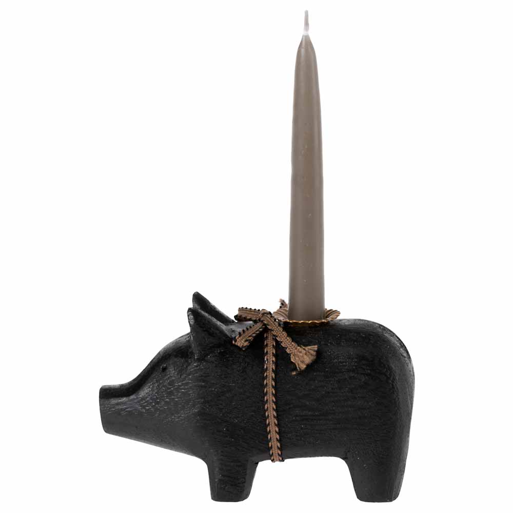 Maileg - Schwein Kerzenhalter aus Holz Small schwarz 2022