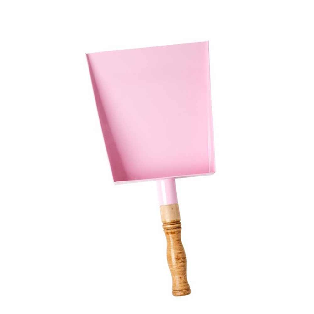 Rice - Kehrschaufel rosa aus Metall mit Holzgriff