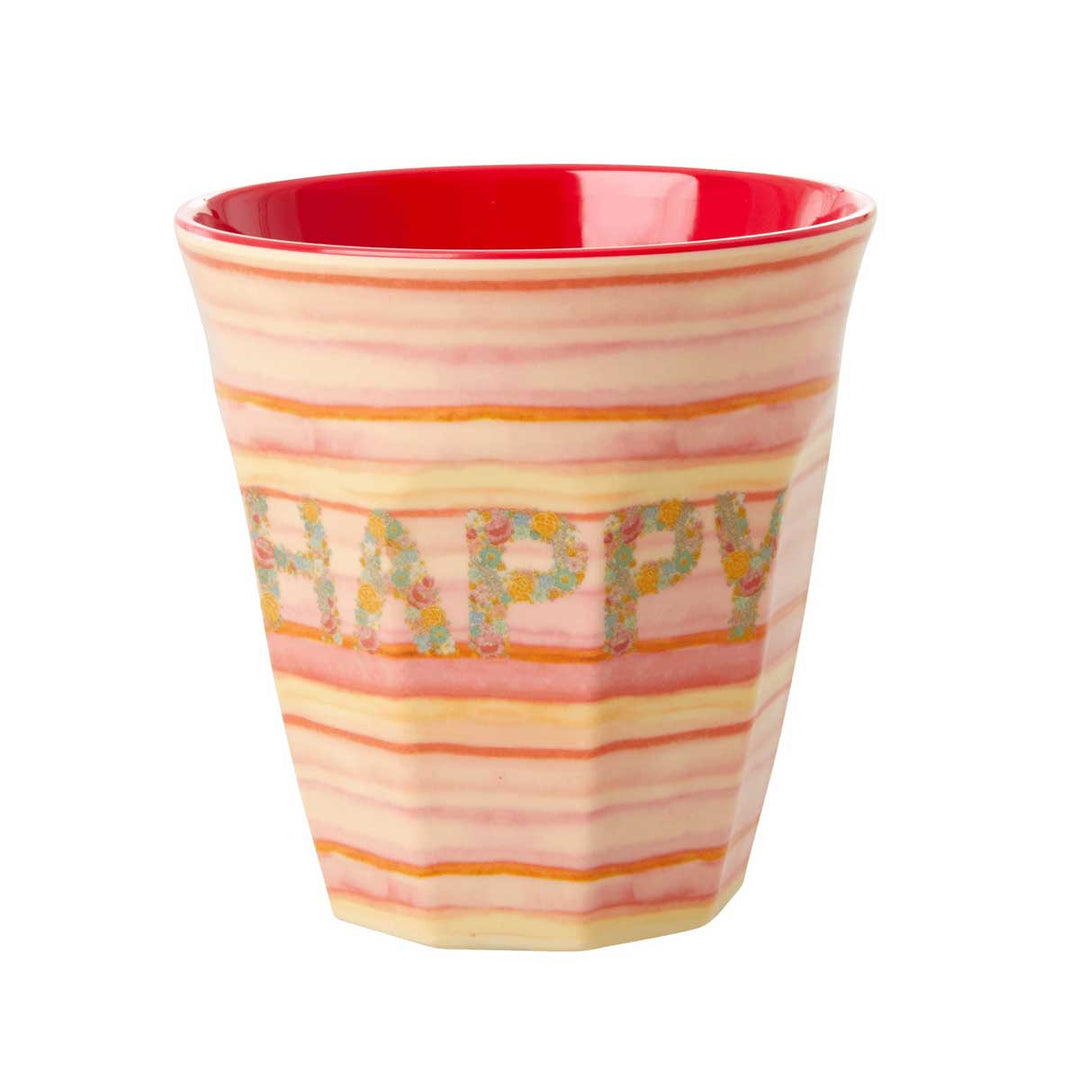 Rice - Melamin Cup Happy Pink Medium