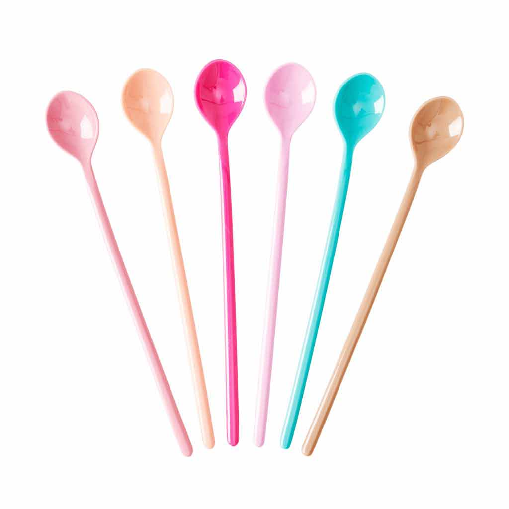 Rice Melamin Latte Löffel 6er‑Set Pastell 19 cm – Alsaba