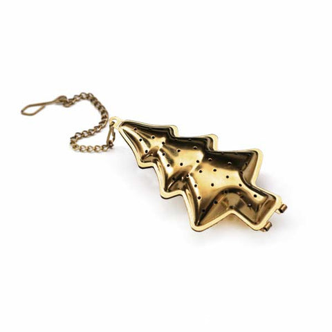 Tafelgut - Teesieb mit Kette Tannenbaum gold