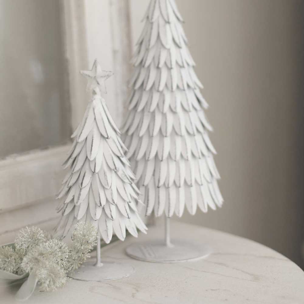 Weißer Weihnachtsbaum im 2er-Set – Skandi Deko aus Metall – Alsaba