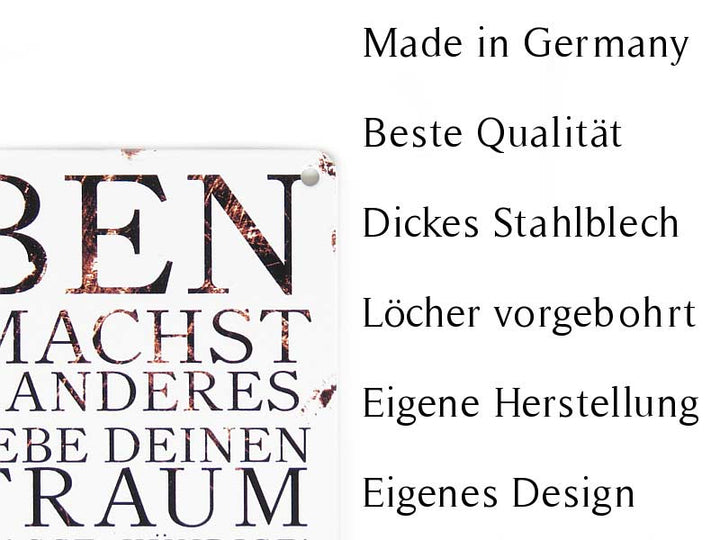 Interluxe Metallschild Folge Deinen Träumen
